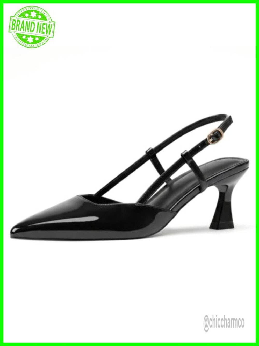 Kitten Heel Slingback Pumps Closed Pointed Toe 2-Inch Heels